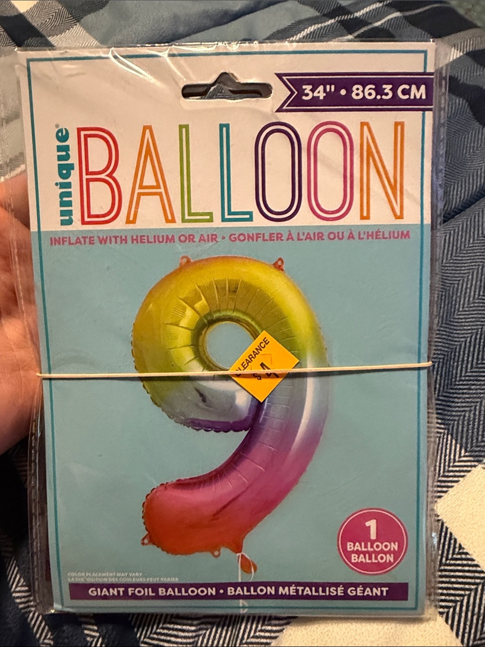 Nique Gradient Number 9 Foil Balloon - Yellow, Purple, Pink
